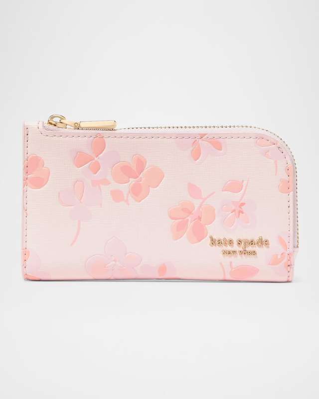 devin small spring pansies leather bifold wallet